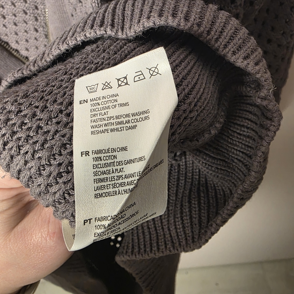 Varley Finn Longline Zip Cardigan Gray Open Knit Jacket Athleisure Layer Medium - Picture 8 of 8